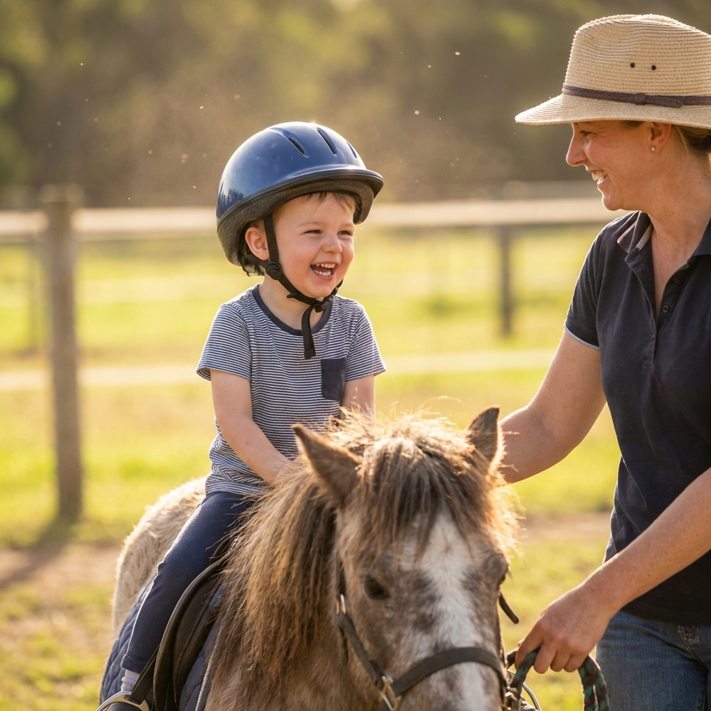 Happy kid riding